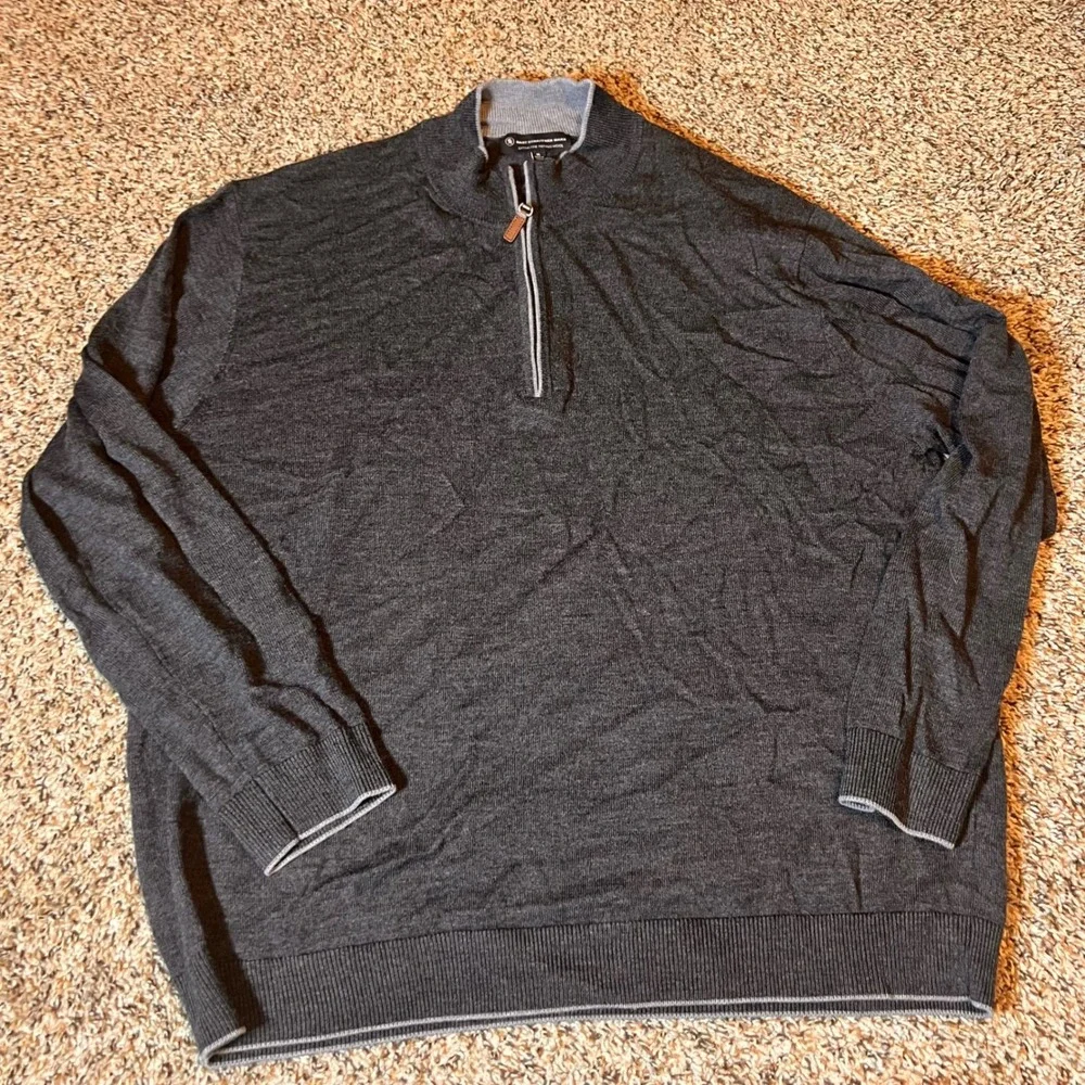 Hart Schaffner Marx Extra Fine Merino Wool Mens Gray Pullover Sweater XL
